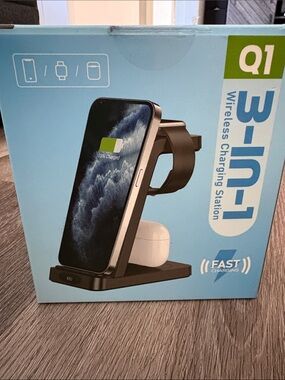 Qi 3-in-1 Wireless Charging Station - Black and White